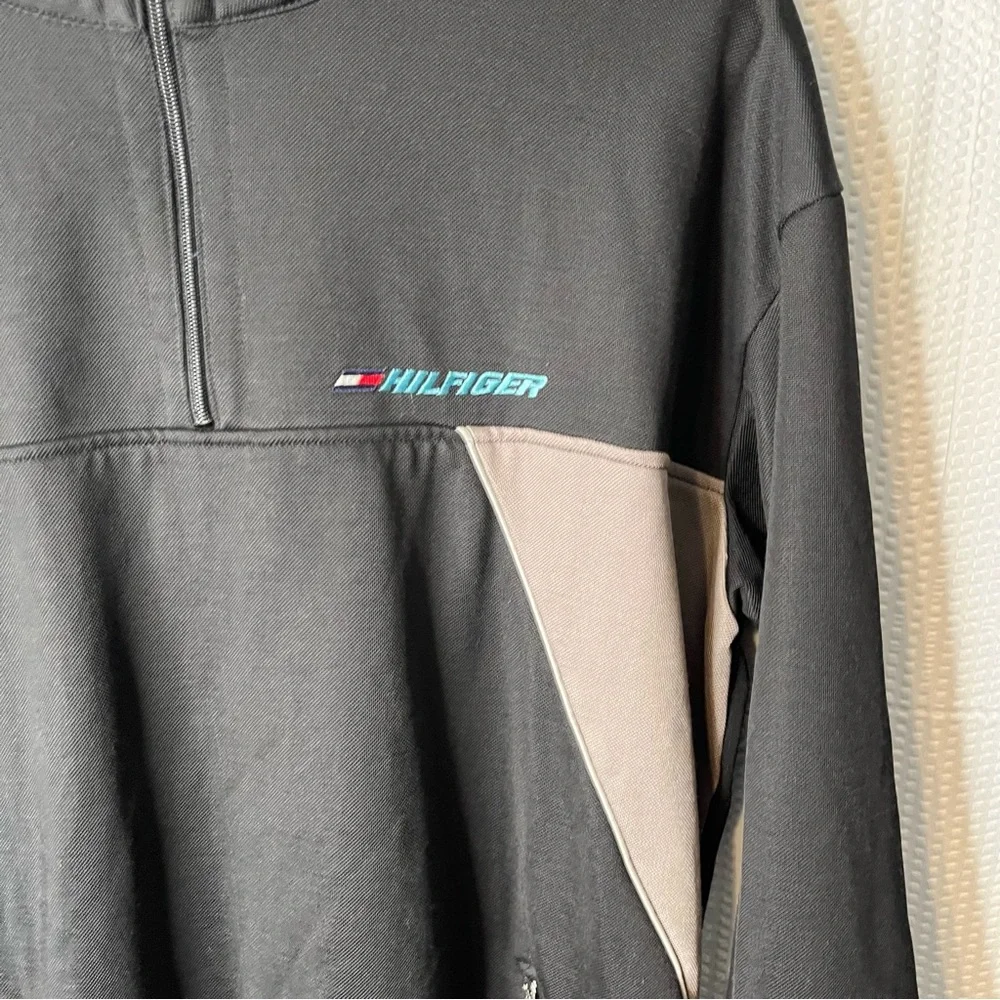 Vintage Hilfiger Athletics Polyester/Cotton Blend 1/4 Zip Pullover Jacket XXL